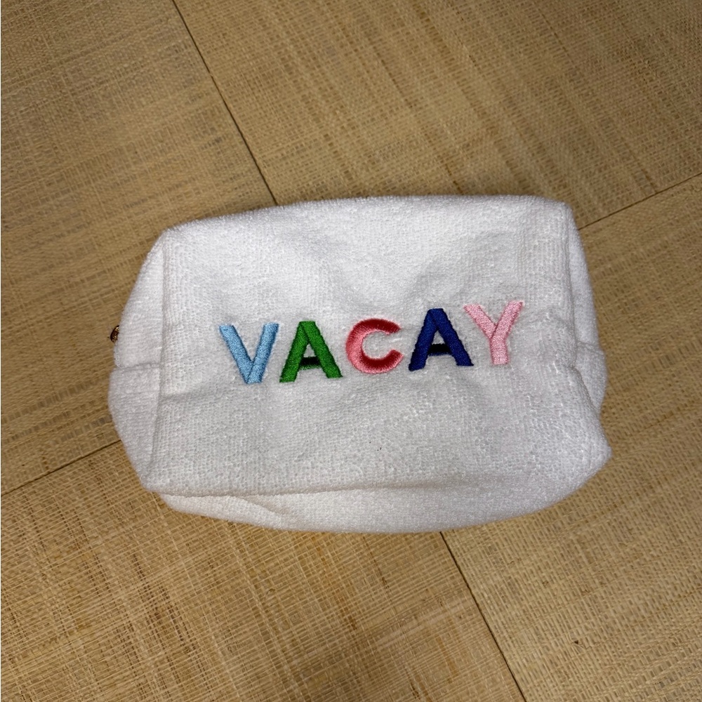 NEW - KIRKLAND White terry VACAY Cosmetic Bag